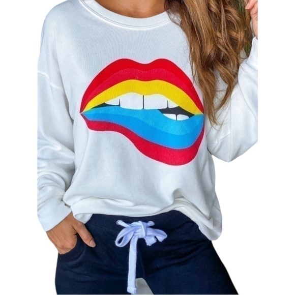 Blue Buttercup Rainbow Lip Sweatshirt - Picture 1 of 5